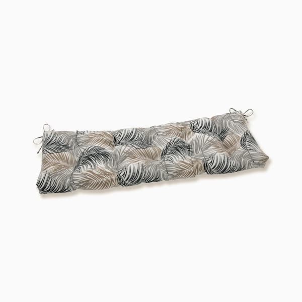 Pillow Perfect Tropical Rectangular Outdoor Bench Cushion in Black
