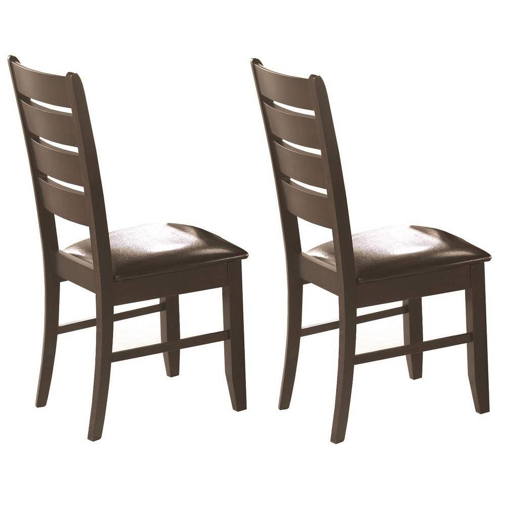 Cappuccino Brown Maple & Leather Upholstered Dining Side Chair