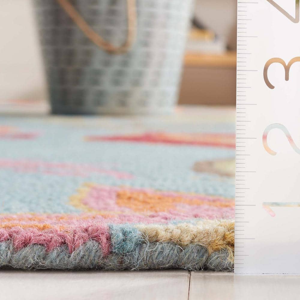 Blossom Blue Floral Hand-Tufted Wool Area Rug 6' x 9'