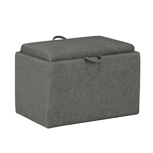 Designs4Comfort Soft Gray Soft Fabric Rectangle Accent Storage Ottoman with Reversible Tray