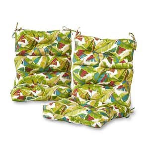 Palm Leaves Multi Outdoor High Back Dining Chair Cushion (2-Pack)