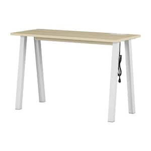 Milestone 47.5 in. Rectangular Bleached Oak and White Particle Board Desk with Integrated Charging