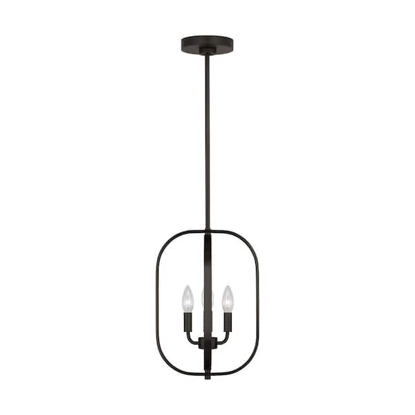 Loretto 3-Light Midnight Black Transitional Dimmable Lantern Chandelier