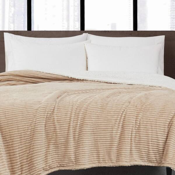 London Fog Large Corduroy Polyester Tan Full/Queen Blanket
