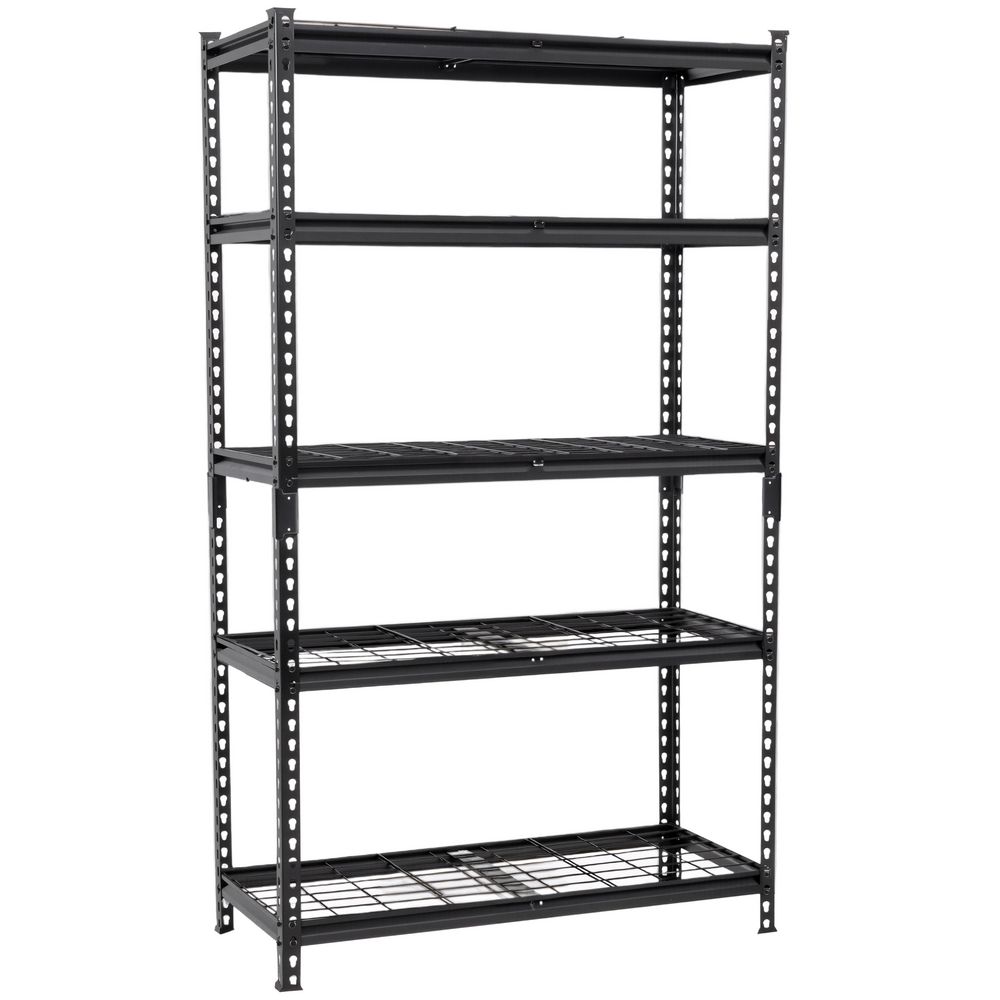 5-Tier Heavy-Duty Steel Wire Shelving Unit, 2250 lb. Load Capacity Adjustable Wire Shelves for Garage and Shed, Black
