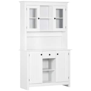 Rustic White Freestanding Buffet with Hutch