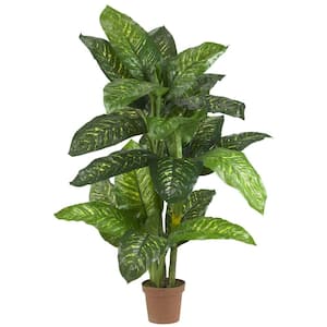 Real Touch 5 ft. Green Dieffenbachia Silk Potted Plant