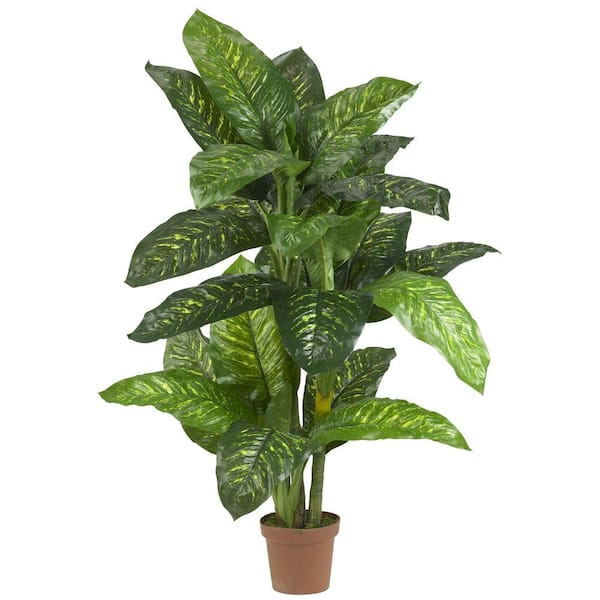 Nearly Natural Real Touch 5 ft. Artificial Green Dieffenbachia Silk Potted Plant