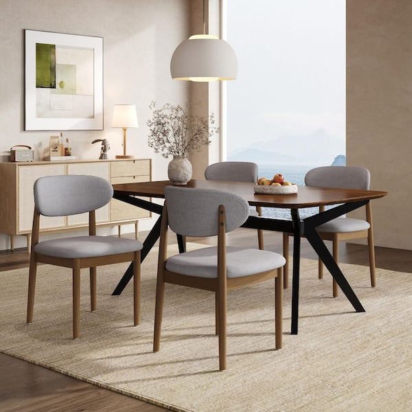 CHRISTOPHER KNIGHT HOME Cliff 5-Piece Walnut and Black Wood Top 