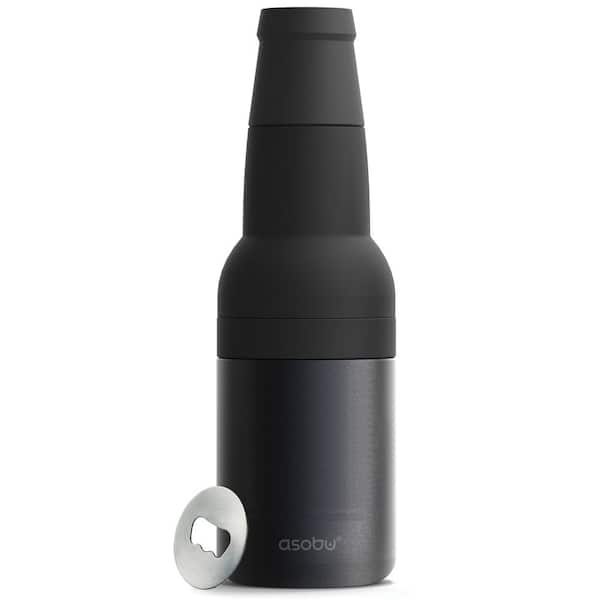 ASOBU Frosty Beer 2 Go Black Vacuum-Insulated Stainless Steel Can and Bottle Holder