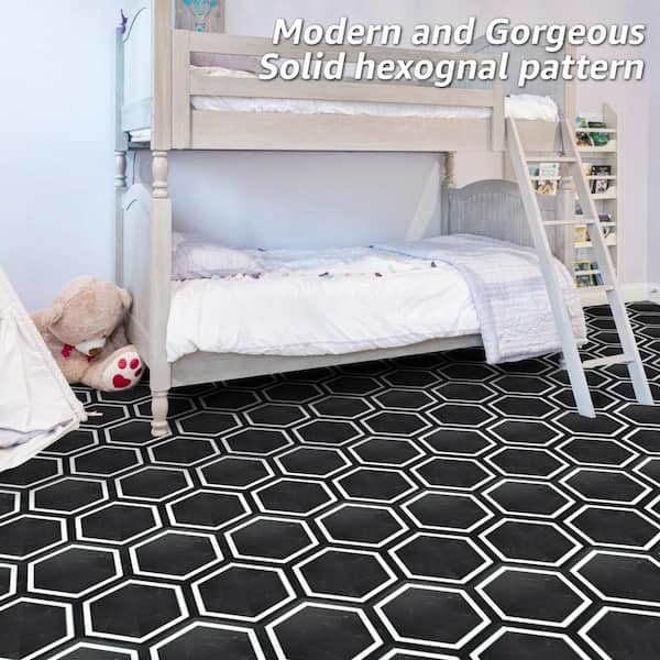 Black Marble Look 6 mil 10.8 in. x 10.2 in. Water Resistant Peel and Stick Vinyl Tile Flooring (50 sq. ft./Box)