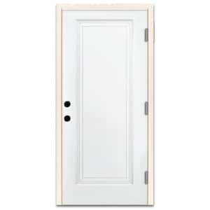 32 in. x 80 in. Element Series 1-Panel White Primed Steel Prehung Front Door with Left-Hand Outswing w/ 6-9/16 in. Frame
