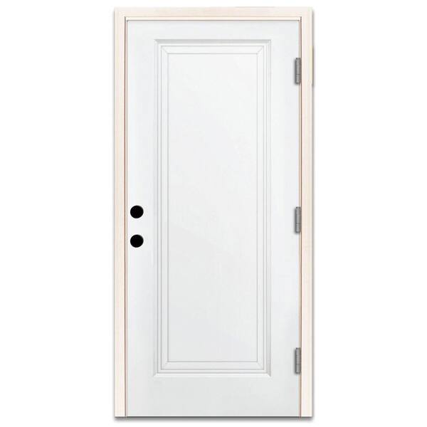 Steves & Sons 32 in. x 80 in. Element Series 1-Panel White Primed Steel Prehung Front Door with Left-Hand Outswing w/ 6-9/16 in. Frame