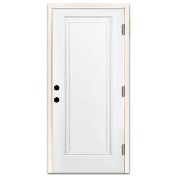 Steves & Sons 36 in. x 80 in. Element Series 1-Panel White Primed Steel Prehung Front Door with Left-Hand Outswing w/ 6-9/16 in. Frame