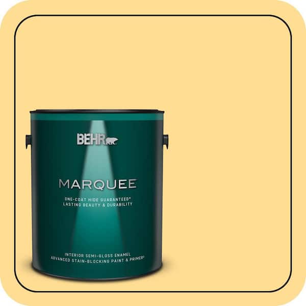 BEHR MARQUEE 1 gal. #320B-4 Lemon Pound Cake Semi-Gloss Enamel Interior Paint & Primer
