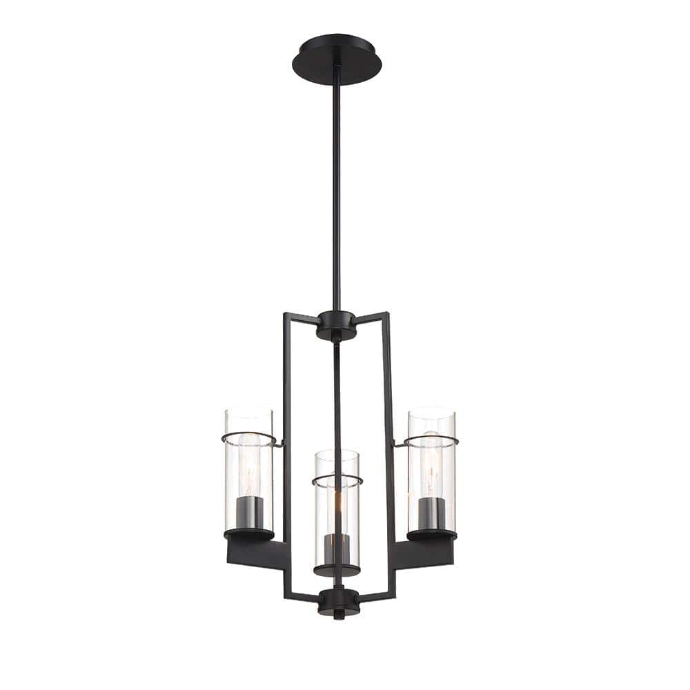 Easylite 3-Light Matte Black Pendant with Clear Glass Shades 36880-HBT -  The Home Depot