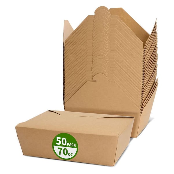 Anqtovp Grease Resistant Kraft Paper Take Out Food Containers with Lids ...