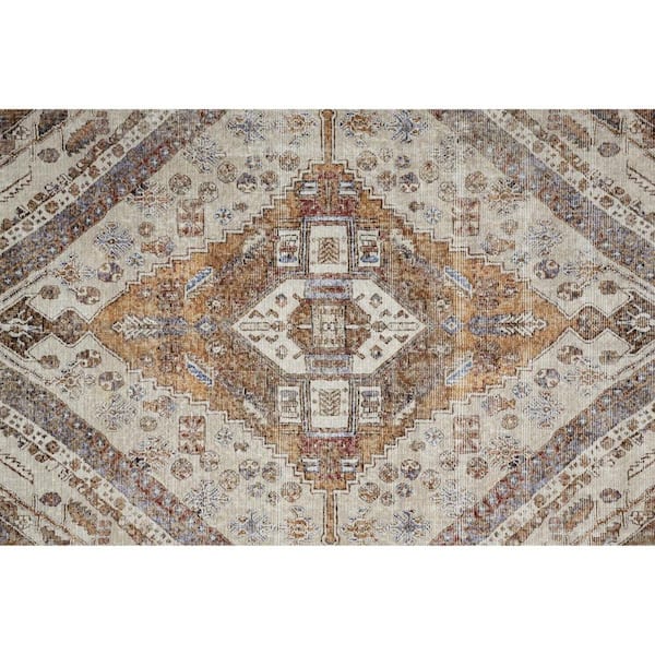 4 x 6 Brown, Ivory Abstract Area Rug