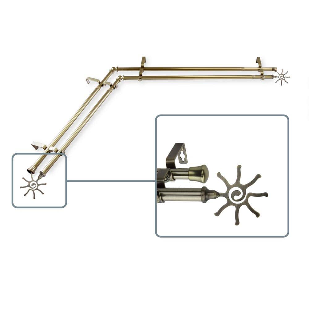 66 in. to 120 in. Adjustable 13/16 in. Corner Window Double Curtain Rod in 