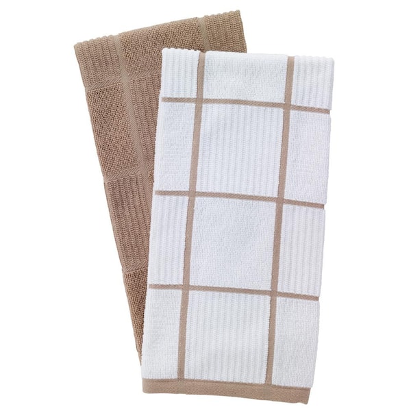T-Fal Six Pack Solid and Check Parquet Kitchen Towels ,Breeze