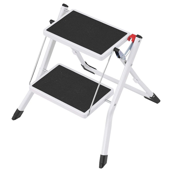 Step Ladder 2-Step 330 lbs. Capacity, Ergonomic Folding Steel Step Stool with Wide Anti-Slip Pedal, Kitchen, Office, RVs
