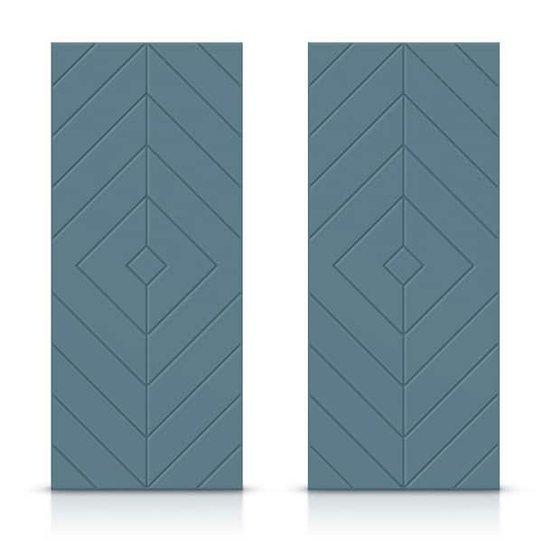 CALHOME 84 in. x 80 in. Hollow Core Dignity Blue Stained Composite MDF Interior Double Closet Sliding Doors