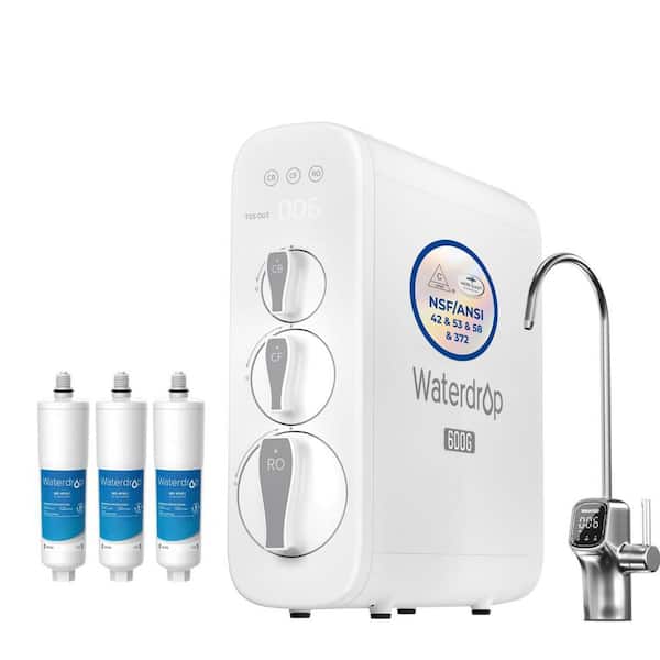 Waterdrop All-in-1 Water Purification Set:600GPD Under-Sink RO Filtration System with Smart LED Faucet and 3-Pack Scale Inhibitor