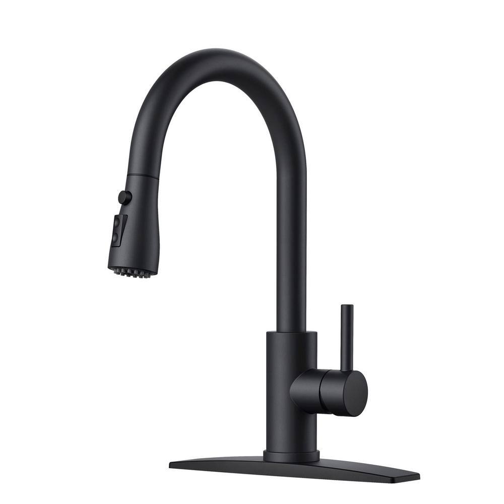 Single Handle Pull Down Sprayer Kitchen Faucet High-Arc Kitchen Sink Faucet with Deck Plate in Black Matte price history on PriceWatchPro