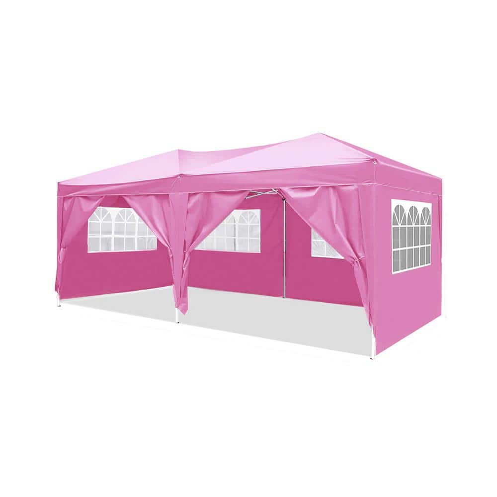 10 ft. x 20 ft. Pink Outdoor Portable Folding Wedding Party Pop Up Canopy T