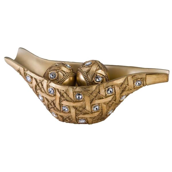 HomeRoots Resin Bowl with Orbs Decorative Sculpture