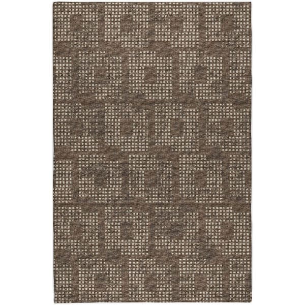 Dream Shag Premium Machine Washable Abstract ADS33 Brown 10 ft. x 14 ft. Area Rug