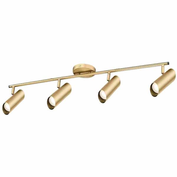 2.7 ft. Gold Integrated LED Ceiling Mounted Hardwired Track Lighting Kit with Cylinder Head