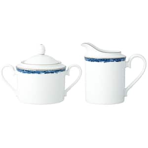 Blue Rill (Blue) Porcelain Sugar and Creamer Set