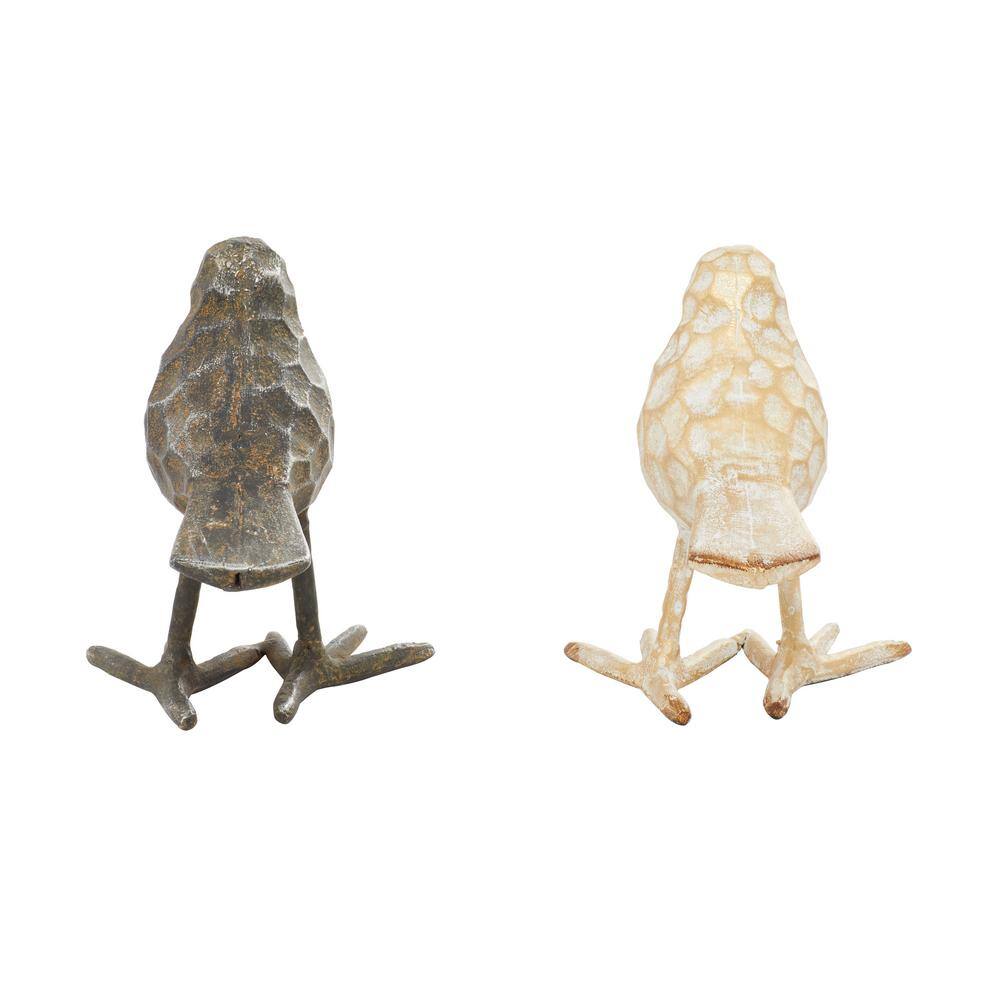 Set of 2 Small Rustic Metal Bird Sculptures