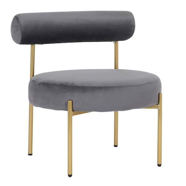 Lumisource Rhonda Silver Velvet and Gold Steel Accent Chair
