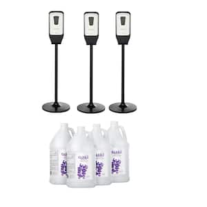 40 oz. Automatic Wall Mount 3-Piece Sanitizer Dispenser with Floor Stand and Case of 1 Gal. Gel Sanitizer
