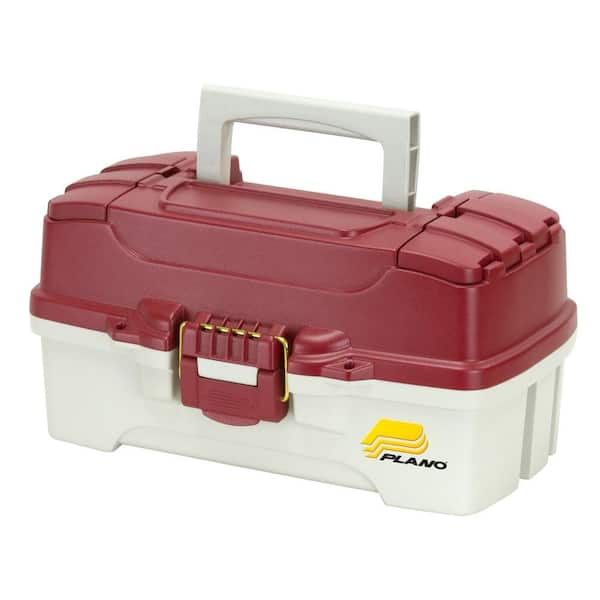Plano 14 in. 1-Tray Tackle Tool Box in Metallic Red and Off White