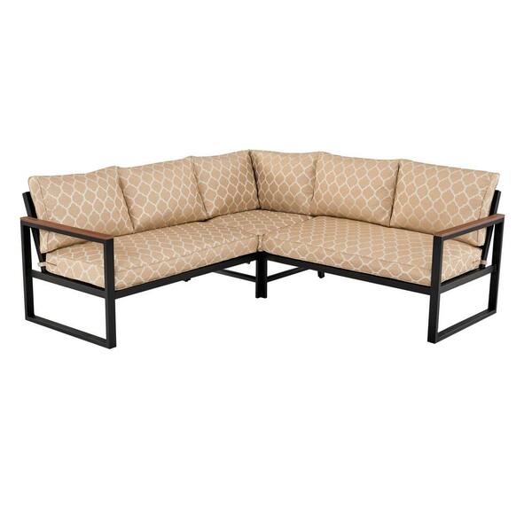 west park black aluminum outdoor patio sectional sofa seating set