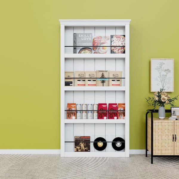 42 in. x 84 in. Decorative Cover White Primed Composite MDF Shelves Sliding Barn Door with Hardware Kit and Soft Close