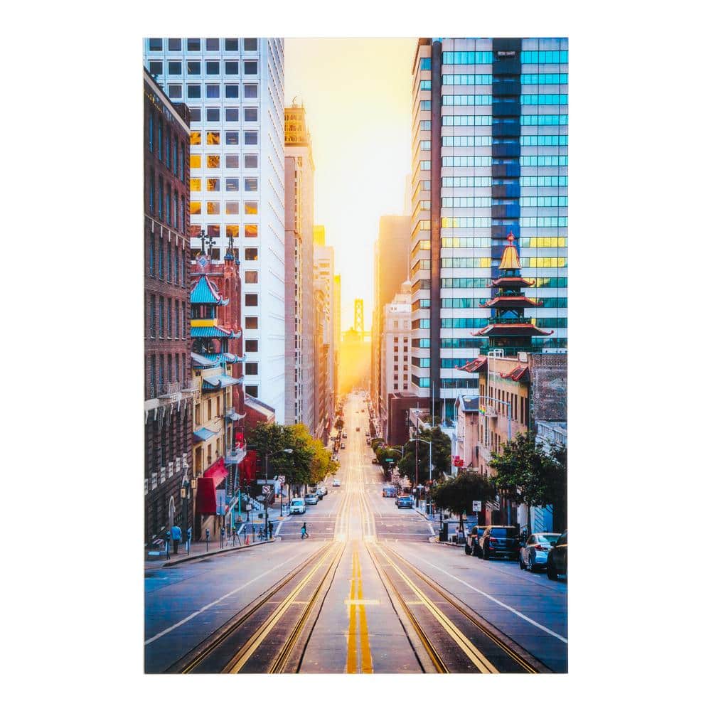 Dawn Breaking Cityscape Glass Wall Art