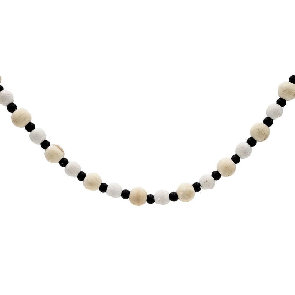 56" Black and White Wood Bead Garland Set