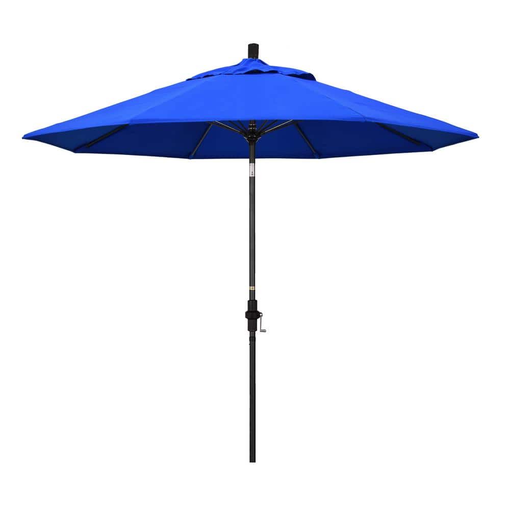 California Umbrella 9 ft. Matted Black Aluminum Market Patio Umbrella with Fiberglass Ribs Collar Tilt Crank Lift in Pacific Blue Sunbrella GSCUF908705-5401 Sansujyuku sansujyuku.com