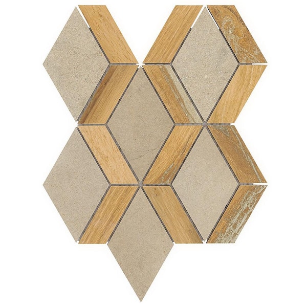 Ivy Hill Tile Everlasting Diamond Birch 4 in. x 0.33 in. Matte Wood Look Porcelain Floor and Wall Mosaic Tile Sample