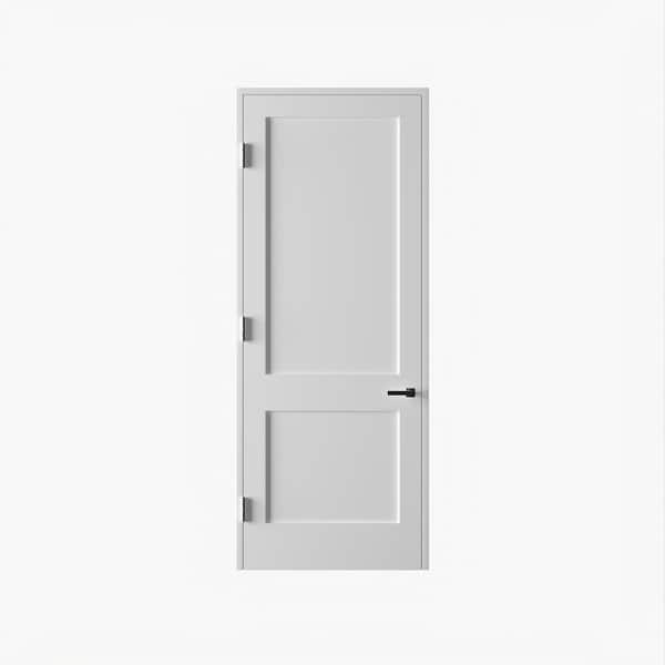 32 in. x 96 in. Right-Handed Solid Core Primed White Composite Single Prehung Interior Door Satin Nickel Hinges