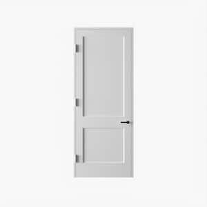 32 in. x 96 in. Right-Handed Solid Core Primed White Composite Single Prehung Interior Door Antique Nickel Hinges