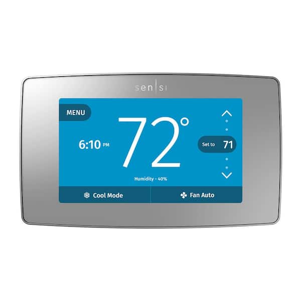 Emerson Sensi Touch 7-day Programmable Wi-Fi Smart Thermostat with Touchscreen Color Display, C-wire Required - Silver