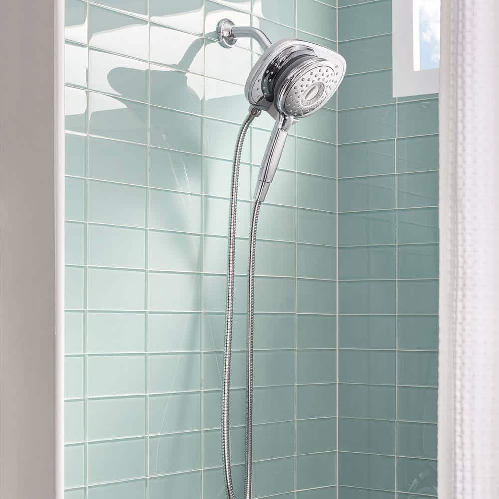 Chrome Dual Showerhead with Handheld and Multi Spray Functions