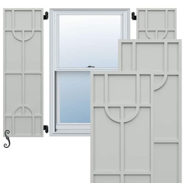 Ekena Millwork EnduraCore Nordic Modern Style 12-in W x 43-in H Raised Panel Composite Shutters Pair in Hailstorm Gray