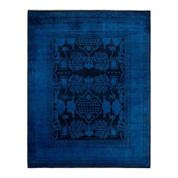 Solo Rugs Fine Vibrance Blue 8 ft. x 10 ft. Solid Wool Indoor Area Rug