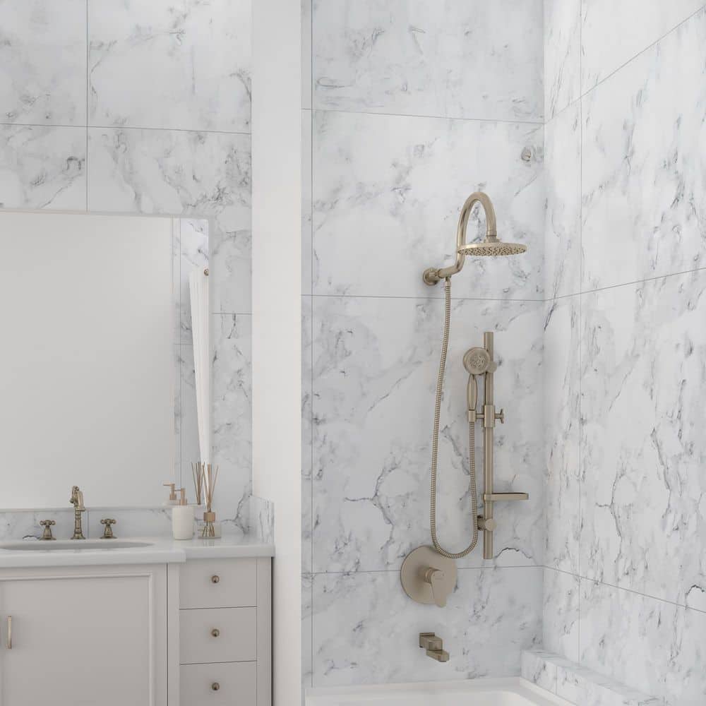 Brushed Nickel Adjustable Rain and Handheld Shower System